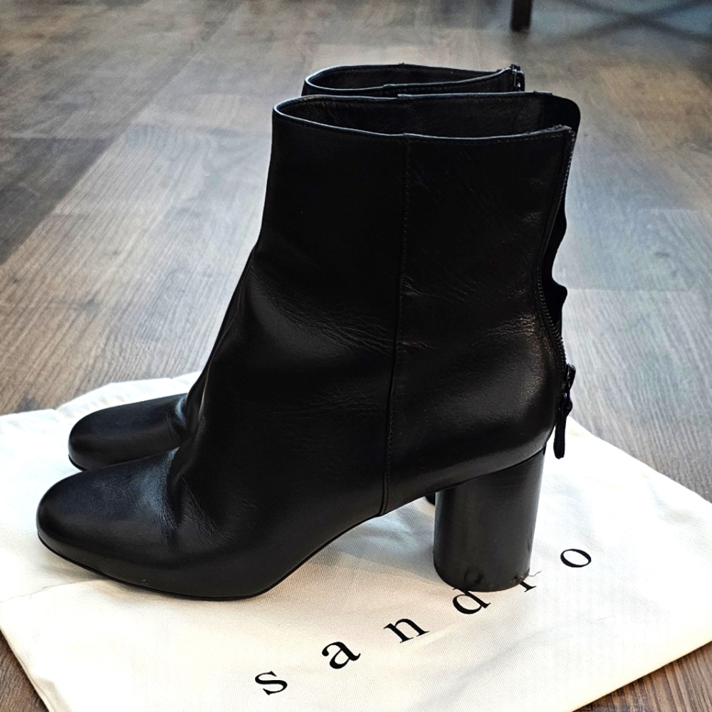 Sandro Black Leather Boots sz 39 - Picture 2 of 6